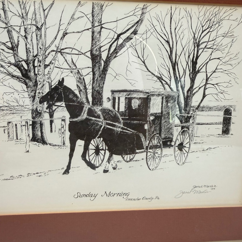 Vintage Janet Martin Sunday Morning Lancaster County PA Signed Gallery Wall - Picture 7 of 13